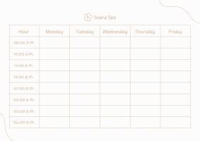 Free Aesthetic Buffay Spa Schedule Template To Edit