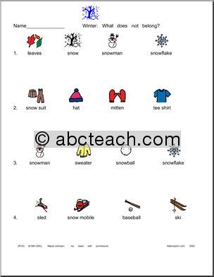 Worksheet What Does Not Belong Winter Theme Abcteach