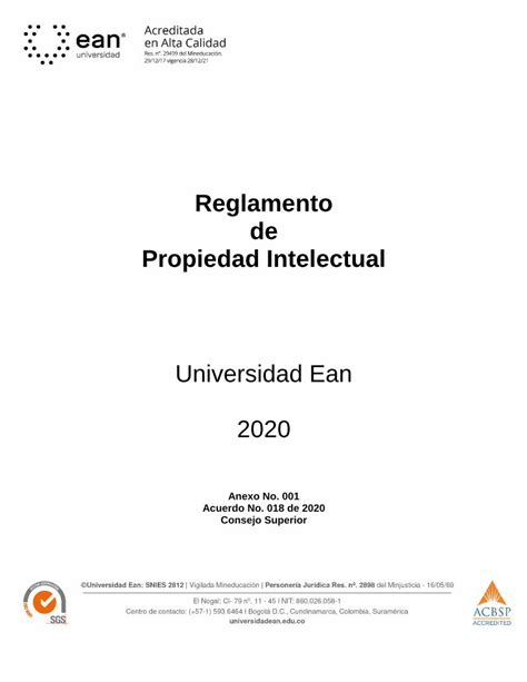 PDF Reglamento de Propiedad Intelectual presentaciÓn 2 capÍtulo i