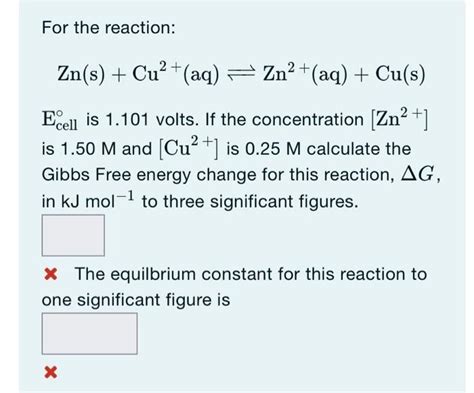 Solved For The Reaction Zn S Cu2 Aq Zn2 Aq Cu S Ecell Chegg