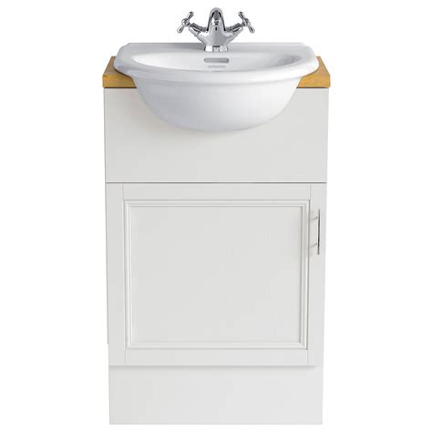 Heritage Carversham White Ash 500mm Single Door Furniture Vanity Unit