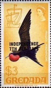 Stamp Magnificent Frigatebird Fregata Magnificens Grenada