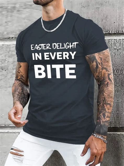 Easter Delight In Every Bite Print T Shirt Tees Men Casual Temu New