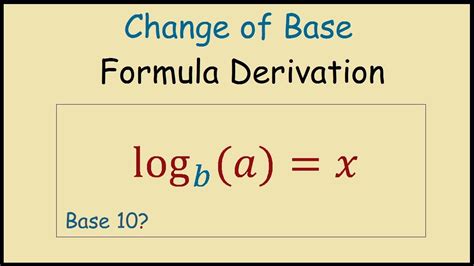 Logarithms Change Of Base Formula Derivation And Example Youtube