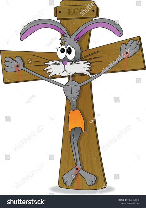 Cute Easter Bunny On Cross Vector Stock Vector (Royalty Free ...