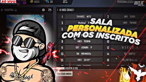 FREE FIRE AO VIVO X1 DOS CRIA SALA PERSONALIZADA VALENDO DIMA 2