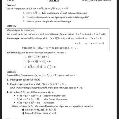 Jaurai Besoin Daide Pour Un Dm De Maths Svp Si Vous Arrivez Au Moins