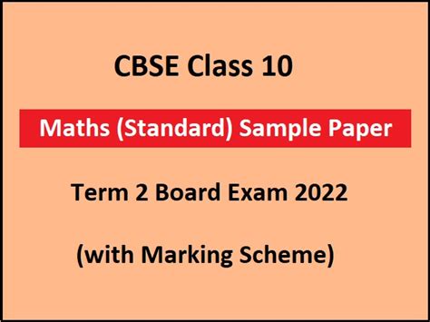 Cbse Class 10 Maths Standard Term 2 Sample Paper 2022 With Important Resources For Last Minute