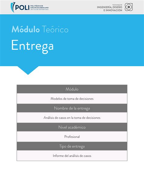 Análisis de casos en la toma de decisiones Entrega Módulo Teórico