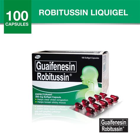 Robitussin Liqui Gel Guaifenesin 100 Capsules Shopee Philippines