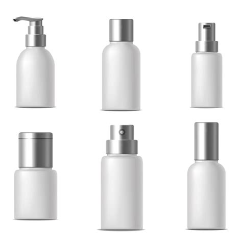 Premium Vector Realistic Template Blank White Bank Or Bottle Cosmetic Cream Set Empty Mock Up