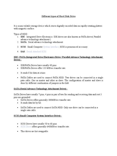 Different Types of Hard Disk Drive | PDF