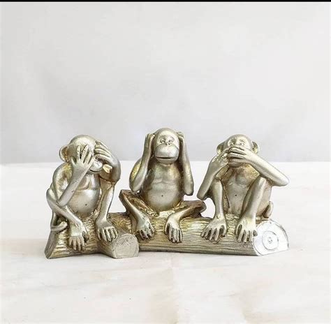 Three Wise Monkeys Statues Bronze Resin Monkey Sculpture Etsy