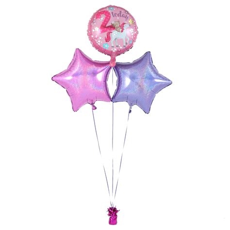 Buy 2nd Birthday Hugs Unicorn Pink Balloon Bouquet Delivered Inflated For Gbp 16 99 Card