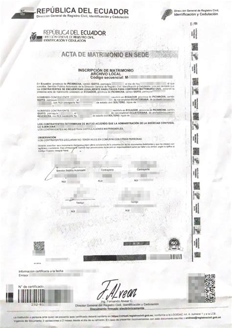 Certified Translation Ecuador Marriage Certificate Spanish German