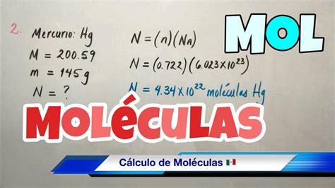 Número de AVOGADRO y MOL Cálculo de Moléculas y Masa YouTube