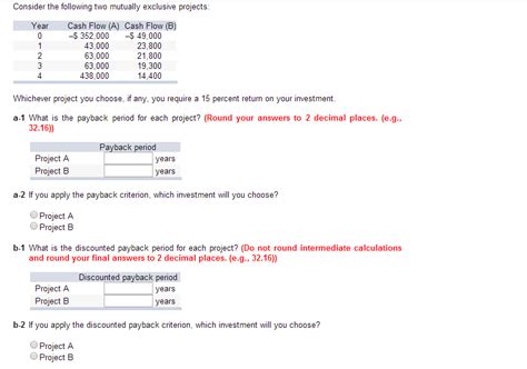 Solved Consider The Following Two Mutually Exclusive Chegg