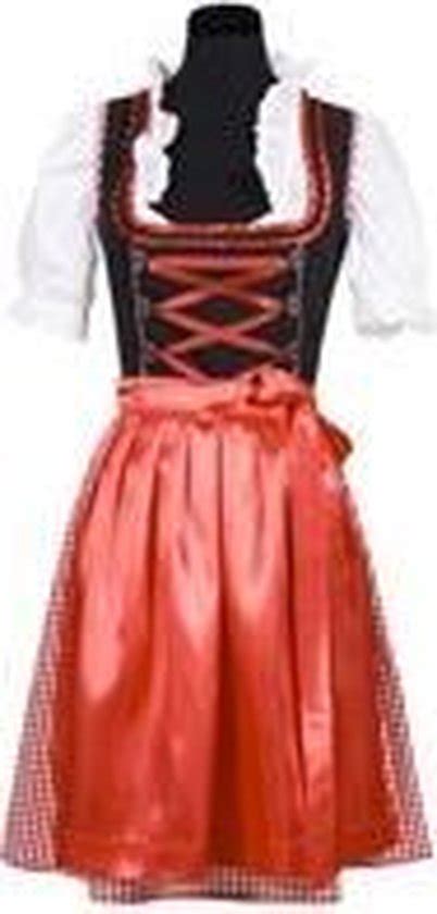 Dirndl Jurk Dames Oktoberfest Tiroler Zwart Wit Rood Lang