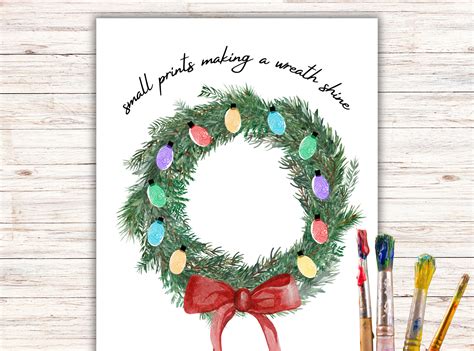 Christmas Fingerprint Art Fingerprint Wreath Art Handprint Craft Etsy