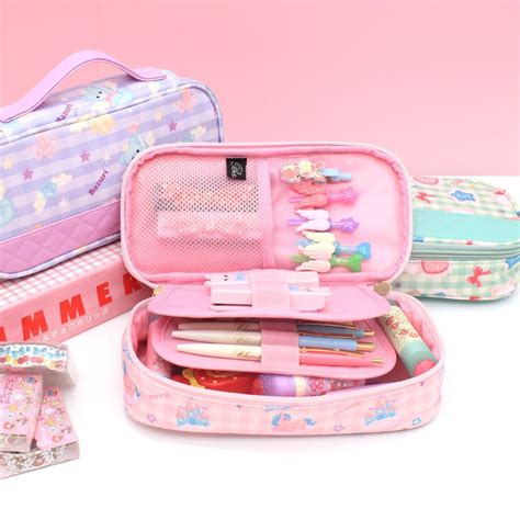 Kawaii Pencil Case Macaron Color High Capacity Pen Box Cute Pencil Bag