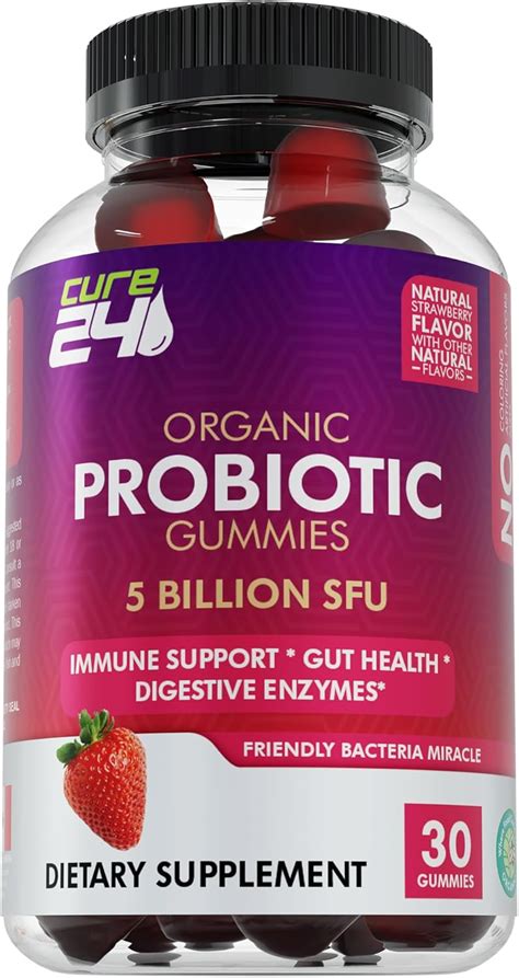 Cure24 Organic Probiotic Gummies 5 Billion Cfus Max Strength Probiotics Gummy