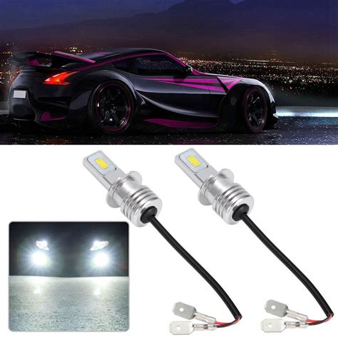 Car Pcs H W K V Accessory White Led Fog Light Bulb With