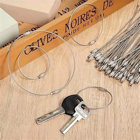10pcspack Stainless Steel Wire Keychain Cable Key Rings Loop Wire