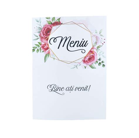 Meniu Nunta Cu Design Floral Model 1 15x21 Cm Mibc203015 23h