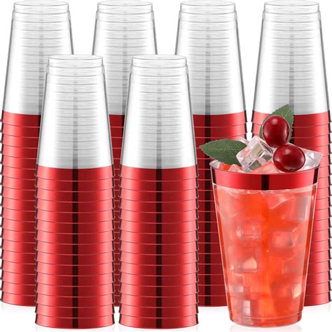 Amazon 200 Pcs Rimmed Plastic Cups 9 Oz Disposable Wine Glasses