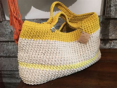 Sac cabs au crochet 42 32 cm 2 anses Fait main en pièce unique