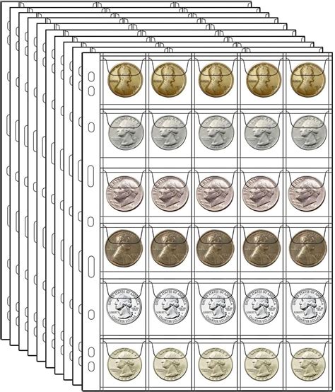 10 hojas 30 bolsillos cada hoja páginas de colección de monedas