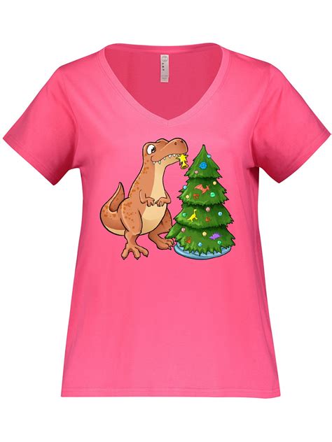 Inktastic Tyrannosaurus Rex Decorating Christmas Tree Womens Plus Size