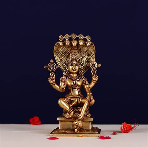 Buy This Brass Lord Narayan Statue Sitting On Shesh Nag Devsabha