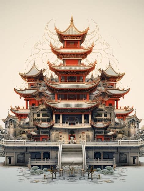 Un Edificio Con Una Pagoda En La Cima Foto Premium