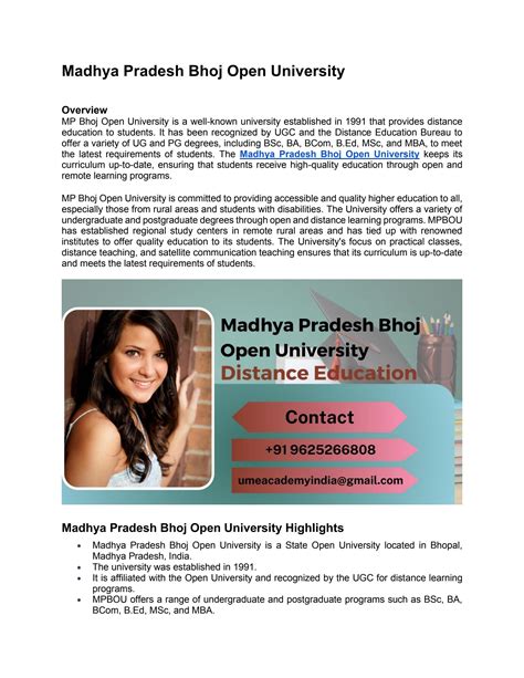 Madhya Pradesh Bhoj Open University by shubham maantech - Issuu