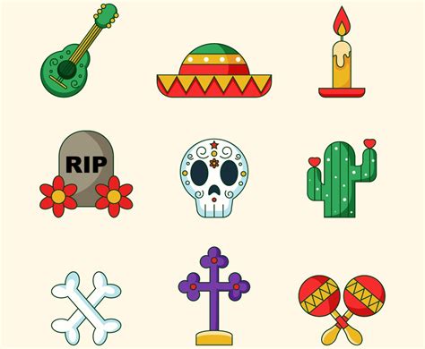 Day Of The Dead Icon Set Vector Art & Graphics | freevector.com