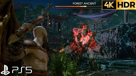 Kratos Vs Forest Ancient God Of War Ragnarok Ancient Boss Fight Gow