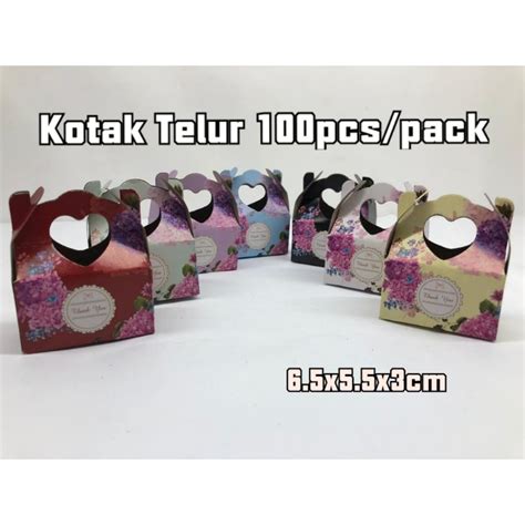 100pcs Kotak Doort Kotak Telur Sumi Jajan Goodies 3x55x65cm