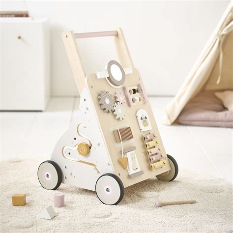 Chariot de Marche apprentissage en Bois Rose Pastel Petite Amélie