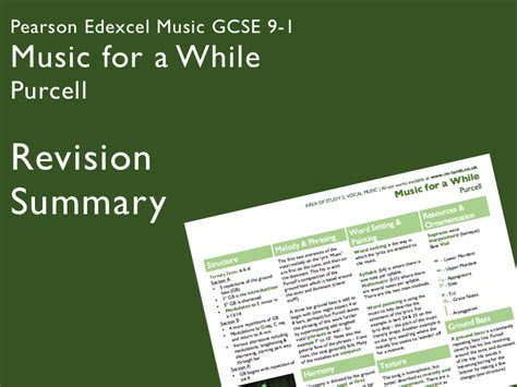 Purcell Music For A While Edexcel Pearson Gcse Music 9 1