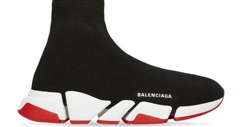 Balenciaga Speed Clear Sole Recycled Knit Black White Red Price