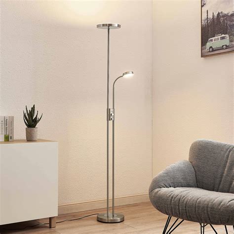 Lindby Seppa Led Stehleuchte Rund Nickel Lampenwelt De