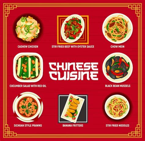 Chinesische K Che Speisekarte China Food Restaurant Premium Vektor