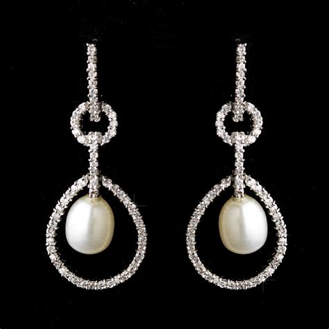 Elegant Pearl Rhinestone Bridal Earrings Elegant Bridal Hair