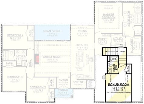 Split Bedroom New American House Plan With 8 Deep Rear Porch 2095 Sq