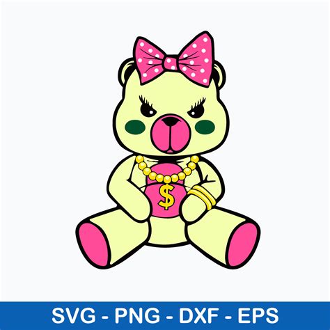 Female Gangster Teddy Bear Made Of Money Svg Funny Svg Png Inspire