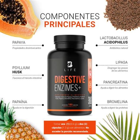 Enzimas Digestivas 180 Cáps 20 Billones Probioticos B Life Meses sin