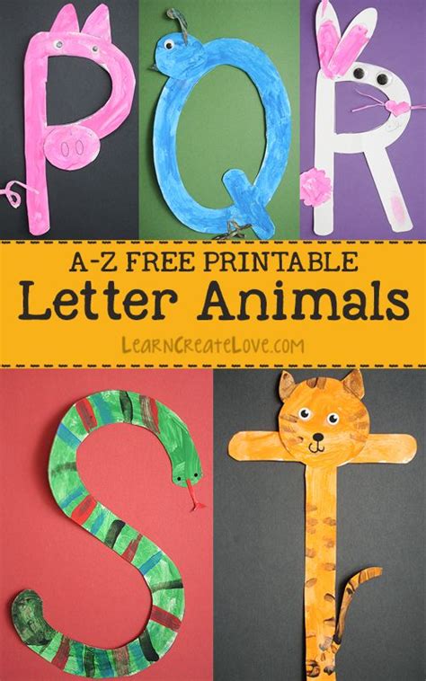 Printable Letter Animals P T Learncreatelove Alphabet Crafts