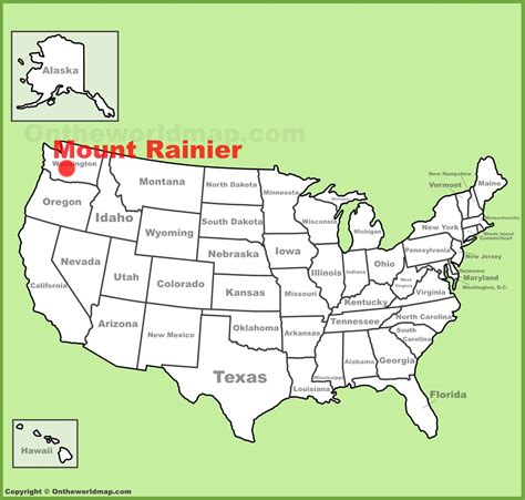 Mount Rainier location on the U.S. Map - Ontheworldmap.com