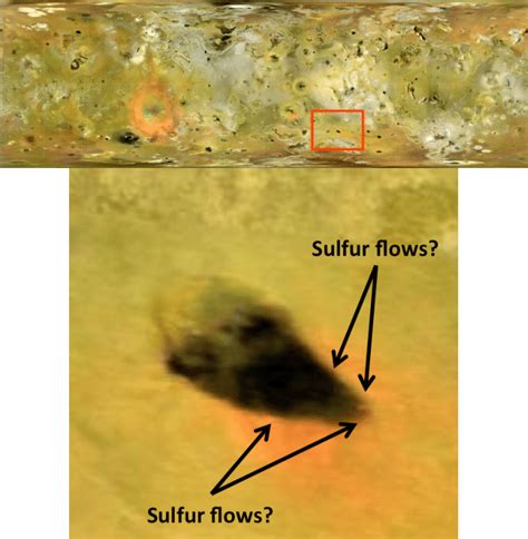 Malik Patera (region in red box on Io surface map) with possible sulfur ...